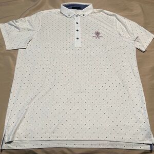 Greyson Trump National Golf Tennis Polo Wolf All Over Logo White Blue Mens XL